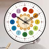 Kinder Wanduhr Ohne Tickgeräusche: 20cm Lernuhr für Mädchen und Jungen - Kinderzimmeruhr für Kinderzimmer, Küche, Wohnzimmer, Schlafzimmer, Büro