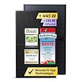Solakon Solarmodul 440W, bifaziales monokristallines Solarpanel, 40v Photovoltaik Solarmodule/Solar Module für Balkonkraftwerk/Solaranlage 400w/500w Solar Panel für Photovoltaik Komplettanlage (1 Stk)