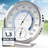 MAVORI® 2in1 Hygrometer Innen Analog & Thermometer aus Edelstahl | Hygrometer Analog & Thermometer Analog | Luftfeuchtigkeitsmesser innen für Ihr gesundes Raumklima | Ø 12,5cm