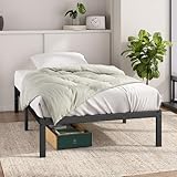 Zinus Elias Bettgestell 100x200 cm - Metallbett 100x200 mit Metall-Lattenrost - 36 cm Hohe Plattform mit Freiraum Darunter - Kein Boxspringbett Erforderlich - Einfache Montage - Schwarz