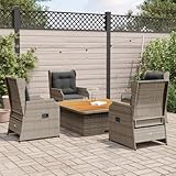 Homgoday Gartensofa-Set 5-teilig mit Kissen aus Polyrattan grau, Möbeldekor Set Schlafsofa Wohnzimmer Couch, modernes Sofa Set für Outdoor Garten Modell 3262741