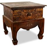 livasia Opiumtisch mit Schublade – 40x40x40cm – Handgeschnitzter Beistelltisch Holz aus Bali, Bringt asiatischen Charme als Holztisch in Dein Zuhause (Braun)