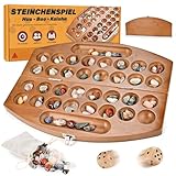 Wooderma Hus Bao Kalaha Steinchenspiel Mancala aus Holz mit Edelsteinen, Edelsteinspiel, Muschelspiel, Bohnenspiel für 2 Spieler
