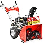 HECHT Schneefräse Benzin – 56 cm Arbeitsbreite – 2-stufig – 40 cm Arbeitshöhe – 11 m Auswurfweite – mit E-Start, 6-Vorwärts- & 2-Rückwärtsgänge, LED-Scheinwerfer