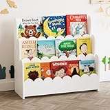 SpaceAid 3-stöckiges Bücherregal, Montessori-Bücherregal für Kleinkinder, Präsentationsmöbel für Kinderzimmer, Spielzimmer, Kinderzimmer und Klassenzimmer, Weiß