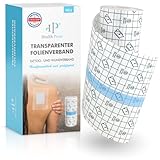 Transparenter Folienverband - Duschpflaster Rolle (15cm x 10m) - Pflaster Wasserfest - Tattoo Folie Verband - Wundpflaster groß - Transparente wasserdichte Hautschutzauflage (Transparent, 15cm x 10m)