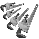 WEDO 4-teiliges gerades Rohrzangen-Set, 20,3 cm, 25,4 cm, 35,6 cm, 45,7 cm, robustes Aluminium, verstellbares Sanitärschlüssel-Set, Kopf aus Chrom-Molybdän-Stahl, Backe wärmebehandelt, HRC58-62,