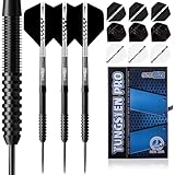 CyeeLife Tungsten Darts Set 23 Gramm,Professionelles Steel Darts mit 3 Schäften, 9 Flights und 1 Sharpener, Dartpfeile mit Metallspitze