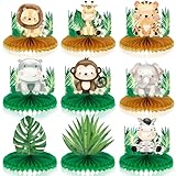 12 Stück Dschungel Tiere Waben Centerpieces Tischaufsätze Safari Dschungel Thema Party Dekoration Kinder Baby Dusche Tiere Geburtstag Party Tischdekoration (Dschungel-Tier)