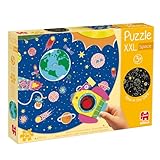 Goula- Puzzle XXL Weltraum - für Kinder in Großformat - Magisches Wende - Phosphoreszierend - Leuchtet im Dunkeln - Entdecke die versteckten Sterne mit der Rakete - 25 Teile- Ab 3 Jahren