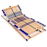 stabiler Lattenrost 100% BUCHE - Kopf- und Fußteil verstellbar - SCHULTERFRÄSUNG, 7 Zonen, 44 Federleisten, Härte-Regulierung, Mittelgurt - COMFORT 44® Vario - 100% fertig montiert (80x200cm)