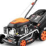 FUXTEC 2in1 Benzin Rasenmäher FX-RM4346ECO, leichtgewichtiger Gartenmäher für kleine Flächen, 42 cm Schnittbreite, starker 4-Takt-Motor, Heckauswurf, kugelgelagerte Big Wheel Räder, 40L Grasfangkorb