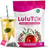 LULUTOX Detox Tee zum Abnehmen – Natürliche Kräutermischung mit Löwenzahn, Ginseng & Ingwer – Unterstützt Abnehmziele, Verdauung, Blähungen & Wohlbefinden in den Wechseljahren – Vegan (28 Teebeutel)