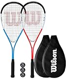 Wilson XP Squashschläger Twin Set mit Wilson Schutzhülle und 3 Squashbällen