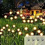 Lvelfe Solarlampen für Außen Garten 4 Stück Glühwürmchen Solarleuchten Garten Aktualisieren Sie die Glühbirne, mit 2 Modi 8LED Licht ist Winddicht und Regendicht, Passend für Gärten, Wege, etc.