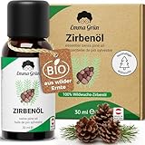 Emma Grün® Bio Zirbenöl [100% NATURREIN] - Echtes Zirbelkiefer Öl 30ml aus Alpen Wildwuchs - LEBENSMITTELQUALITÄT - Naturreines Ätherisches Öl - Waldiges Zirbenöl für Diffusor & Sauna