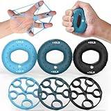 FUNFLEX Griffkraft Trainer Set -6-Teilig- Unterarmtrainer,Handtrainer Fingertrainer, Fingerstrecker, Finger Grifftrainer - Grip Ring, Hand & Unterarm Training