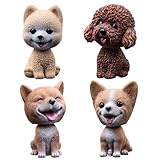 4 Stück Wackelkopffiguren Kunststofferzeugnisse Wackeldackel Wackelkopfhund, Hochemulierter Wackelkopfhund, Kreatives Geschenk Für Liebhaber Für Auto, Schreibtisch,Dekoration, Baby, Kinderspielzeug