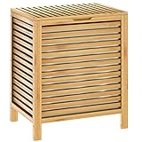 CASARIA® Wäschekorb mit Deckel Bambus Holz 70L Groß Wäschesammler Wäschesack Herausnehmbar Baumwolle 61x51x36cm Schmal Wäschebox Wäschetonne Badzimmer