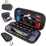 Egoo - Tasche für Nintendo Switch/Switch OLED Hülle Hart Wasserfest Case Schutzhülle Tragbar Aufbewahrung für Nintendo Switch, 20 Spielen, Konsole & Zubehör (Schwarz)