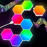 Hexagon RGB LED Panel - LED Sechseck Gaming Wandleuchte Smart LED Panel Lichter Musik Sync Licht Panels Modular Lampe Gaming Geschenke für Gamer Room Deko (8 Pack)