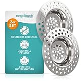 Engelbach® Abflusssieb mit Universeller Passform - 2er Set - Ideal als Haarsieb Dusche, Sieb für Spülbecken und Haarfänger - Ø 7,2 cm Waschbecken Sieb aus Edelstahl