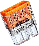 Kopp Wago COMPACT-Verbindungsdosenklemme 3-Leiter-Klemme 0,5-2,5 mm² Inhalt 100 Stück, Transparent/orange