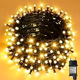 cshare Weihnachten Lichterkette Außen, 20m 200 LED Lichterkette Weihnachtsbaum Lichter,IP44 Wasserdicht& 8 Modi& Timer& Speicher Funktion für Garten Schlafzimmer Außen Innen Dekoration-Warmweiß