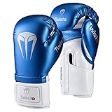 Twisto Boxing Gloves Sparring X7 Pro Series, Muay Thai Kickboxing Pro Heavy Training, Bag Gloves, Fight Gloves, MMA Gym Fitness, Men Women 10 12 14 16oz (Metallic Blue, 14 oz)