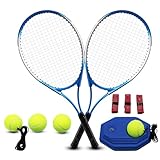 ZHUOKECE Tennisschläger für Erwachsene, 2 Spieler Erwachsene Freizeit Tennisschläger Set für Anfänger und Profi mit 4 Tennisbällen, 3 Overgrips, 1 Tennistasche (Blau)