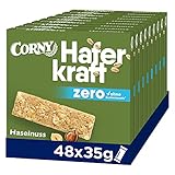 Haferriegel Corny Haferkraft Zero Haselnuss, ohne Zuckerzusatz, 125 kcal pro Riegel, vegan, 48x35g