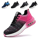 Nasogetch Sicherheitsschuhe Damen Herren Stahlkappenschuhe Arbeitsschuhe Sportlich Atmungsaktiv Rosa EU 38