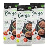 Sojafreie LOTAO Veggie Burger - 3x100g Mix für vegane Burger Patties | Veganer Fleischersatz mit Erbsenprotein und Jackfruit | Vegane Lebensmittel: BIO, ohne Zusatzstoffe, lecker und schnell fertig