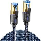 deleyCON 1m CAT 8 Netzwerkkabel (40 Gbit/s, Nylon, 100% Kupfer) S/FTP PIMF - Gigabit Ethernet Patchkabel LAN Kabel Cable - RJ45 Stecker für CAT8 CAT7 CAT6 POE PS5 Router PC Laptop - Schwarz