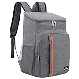 Cozlly 18L Kühlrucksack, Isolierte Kühltasche Rucksack, Thermo Rucksack Groß, Picknick Rucksäcke Auslaufsichere, Lunchtasche, Isoliert Cooler Tasche für Outdoor, Picknick, Strand, Wandern (Grau)