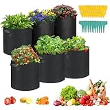 YANGUN Pflanzbeutel aus Vliesstoff, 6 PCS Pflanztasche 3 Gallon, 12L Pflanztaschen mit 12 Gartenetiketten +12 Klebebretter für Insekten, Pflanzsäcke für Tomaten,Gemüse, Pflanzbeutel Anzucht für Garten