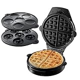 Russell Hobbs Multifunktionsgerät Rund 3-in-1 [Waffeleisen, Mini Cupcake, Mini Donut Maker) Fiesta Rot (spülmaschinengeeignete & antihaftbeschichtete Platten, 900W) 24620-56