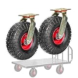 Generisch Stück 8/10-Zoll-Schwenkerräder für die Industrie, Gummi-Lenkrollen, rote Felge mit Reifenadern, Tragkraft 770 Pfund, geeignet für den Einsatz im Freien