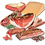 BAVAREGOLA Südtiroler Spezialitäten Schlemmerpaket - 7 Schmankerl in einem Set - Südtiroler Speck, Käse, Salami, Pancetta & Schinken