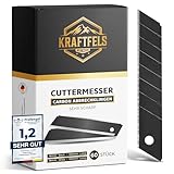 KRAFTFELS 60x Profi Cuttermesser Klingen 18mm - Ersatzklingen Cuttermesser aus hochwertigem Carbonstahl - Klingen Cuttermesser - Gehärtet & ultra scharf - Abbrechklingen für Cutter Messer Schwarz…