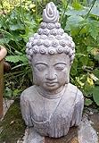 Buddha-Kopf - Gartenstatue/Skulptur, Steineffekt-Finish, frostsicher
