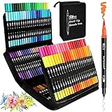 KAZATE 136 Farben Filzstifte Set Dual Brush Pen Set Dicke und Dünne Stifte Set für Erwachsene und Kinder Doppelfasermaler Pinselstifte für Handlettering Kalligraphie Malen Mandala