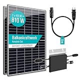 PIANETA Balkonkraftwerk 810W / 600w 2 x 405w der Marken Ja Solar Module, Wechselrichter Hoymiles HM-600 und plus 5 m Schukokabel (810, watts)