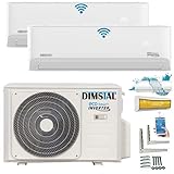 A++/A++ Duo-Split SelfClean WiFi/WLAN Steuerung Golden-Fin 3,5 + 3,5 kW 12000+12000 BTU MultiSplit Klimaanlage INVERTER Klimagerät mit zwei Inneneinheiten 2 Innengeräten und Heizung