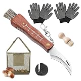 CYUaoao Pilzmesser Set Pilzmesser mit Bürste und Tasche 21cm Pilzmesser aus Birnbaumholz Pilz Sammeltasche Geschenk für Pilzsammler Zusatz für den Pilzkorb - Pilzpinsel, Pilz Messer