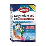 Abtei Magnesium 500 Plus Extra-Vital-Depot - hochdosiert - mit allen B-Vitaminen - für Muskeln, Nerven und Herz - vegan - 42 Tabletten