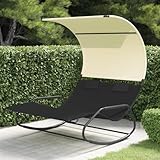 Vopese Doppel-Schaukelliege mit Sonnendach Schwarz und Creme Garten Stühle Model317587