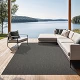 the carpet Mistra - Moderner In- und Outdoor Teppich, perfekt für das Wohnzimmer, Schlafzimmer oder die Terrasse, Wetterfest, langlebig und pflegeleicht, Anthrazit, 120 x 170 cm