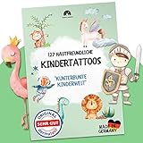 127 besonders hautfreundliche Kinder Tattoos zum Aufkleben - Kindertattoos dermatologisch getestet - Perfektes Mitgebsel Kindergeburtstag für Mädchen & Jungen - Kinder Tattoo vegan