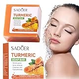 Aizuoni Turmeric Soap, Naturseife, Festes Duschgel, Natürliche Kurkuma-Seife, Gesichtsseife, Seifenstück, Rein Natürliche, Handgefertigte Hautpflege, Körperreiniger Für Strahlende Haut, Gleicht